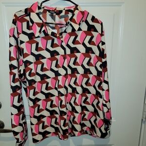 NWT Express Geometric Button Down Blouse.